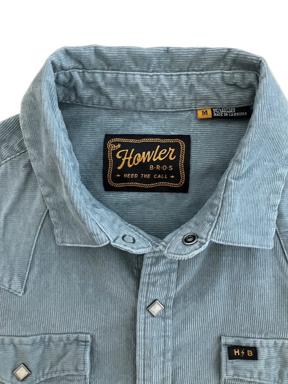 Howler Bros Brothers Banning Corduroy Snapshirt Mens M NWT MSRP$129 Iron Blue - Picture 11 of 12